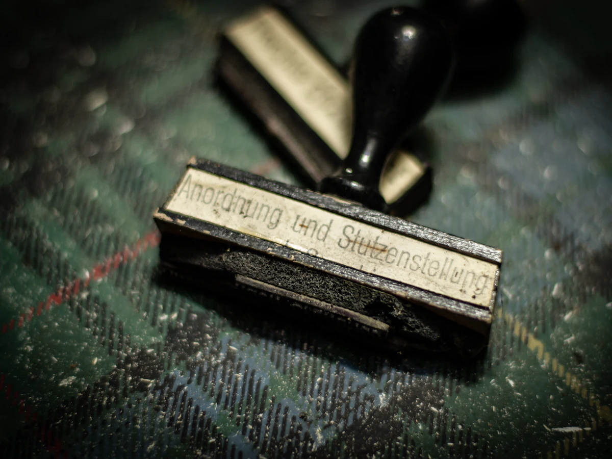 Rubber stamp on a desk