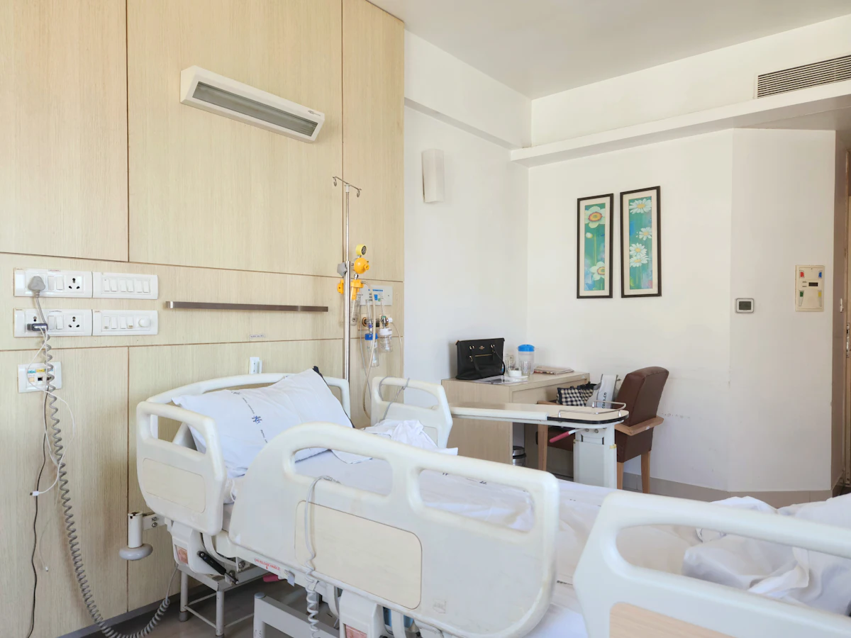 Quiet, sunlit hospital room