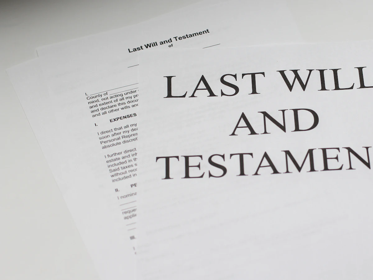 Last will and testament document